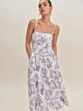 Reformation Katarin Linen Dress In Carla, 2